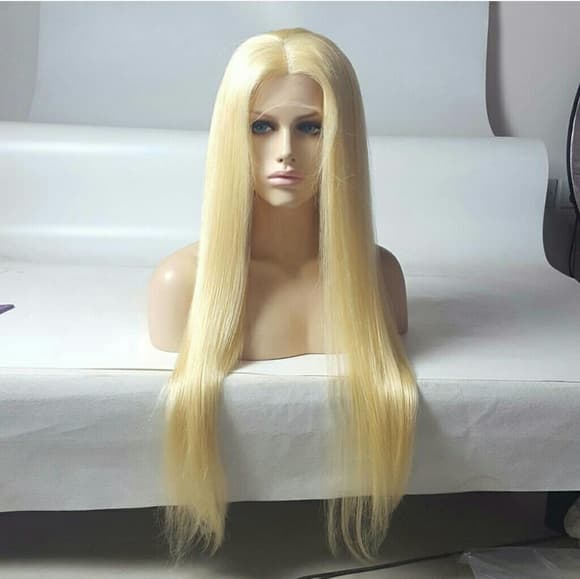Blonde Human Hair Full Lace Wig - Thumbnail 4