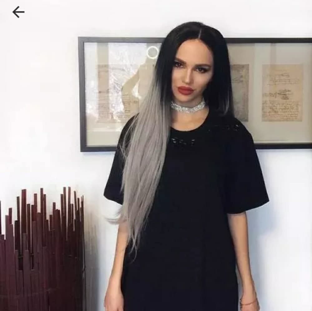 Ombre Black Gray Beauty LaceFront Wig - Thumbnail 2