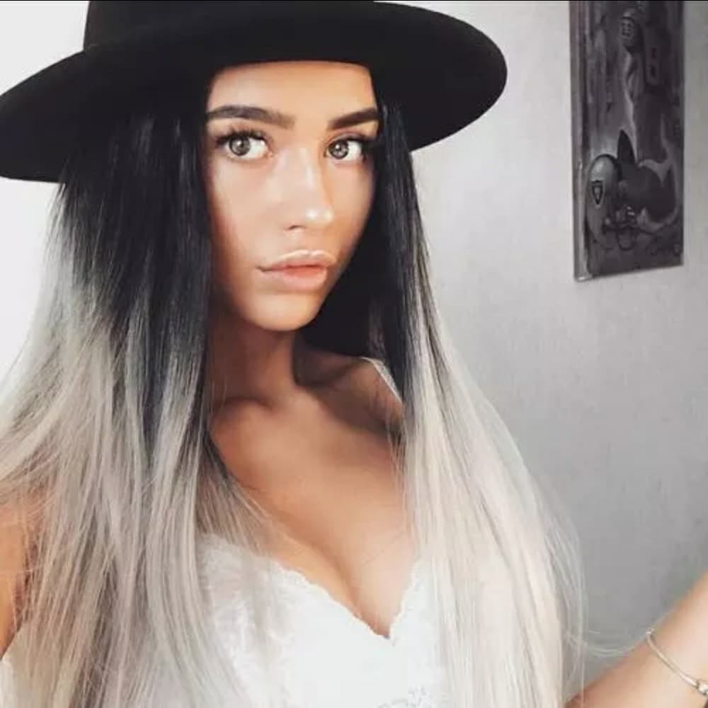 Ombre Black Gray Beauty LaceFront Wig - Thumbnail 3