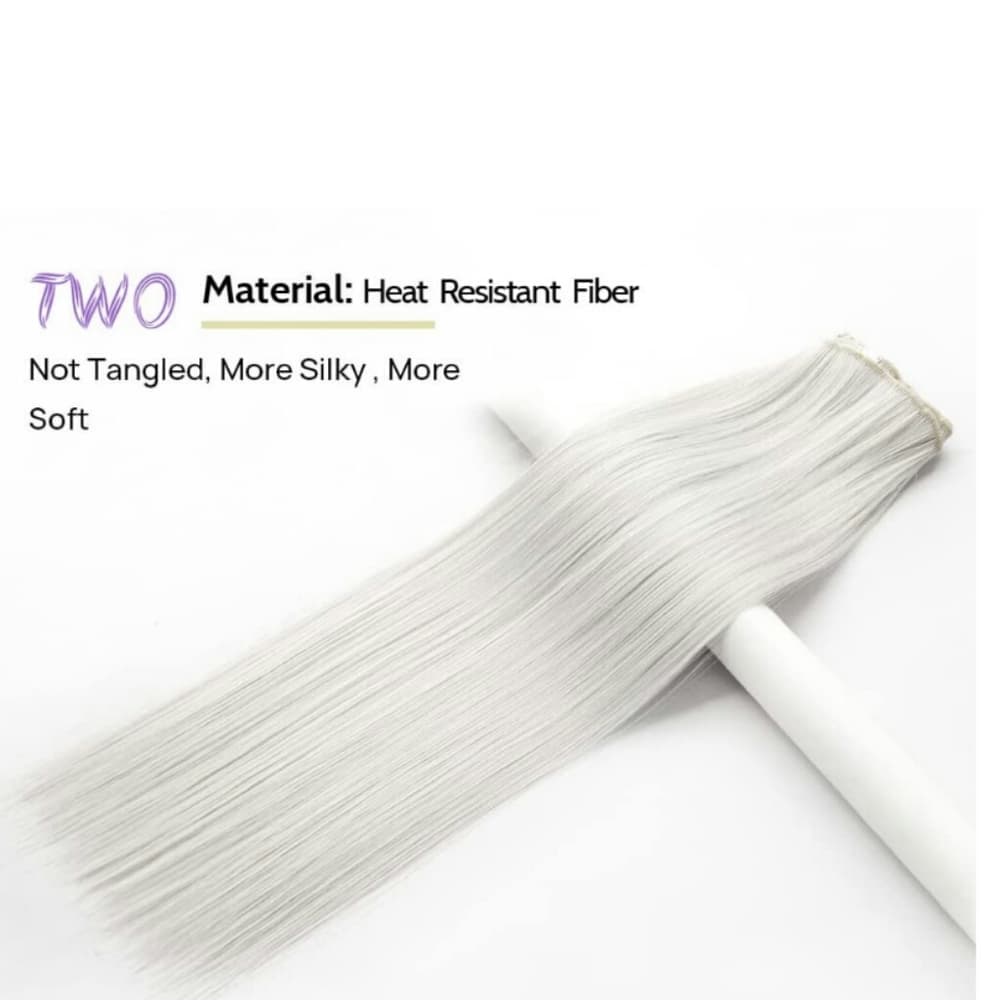 White Straight Beauty Full Head Clip in Extension - Thumbnail 4