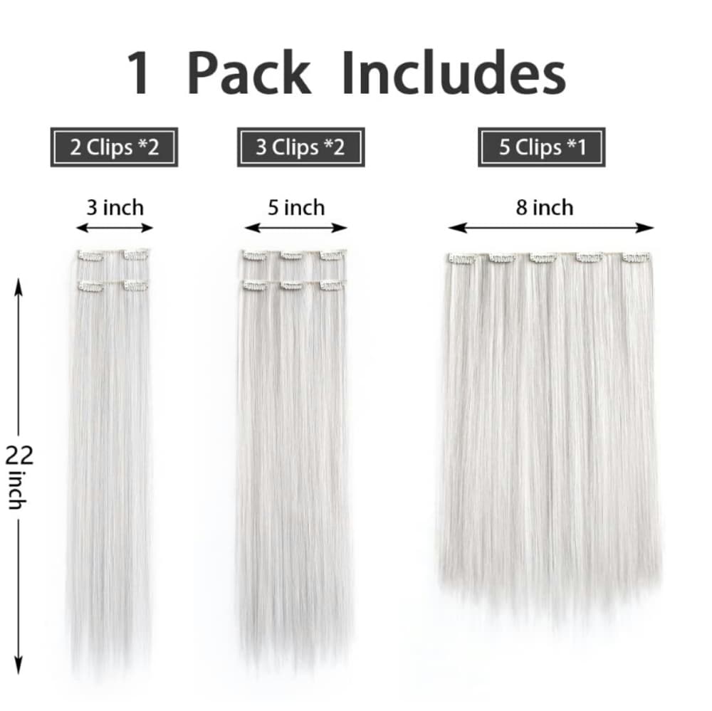 White Straight Beauty Full Head Clip in Extension - Thumbnail 2