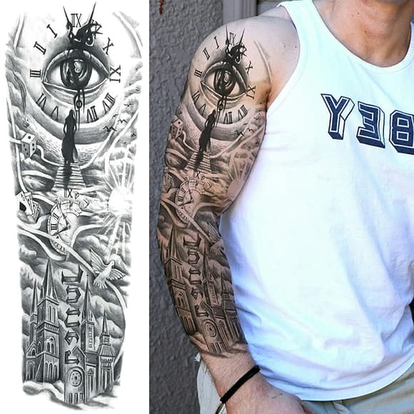 Unisex Body Art Temporary Tattoo Women Men - Thumbnail 2
