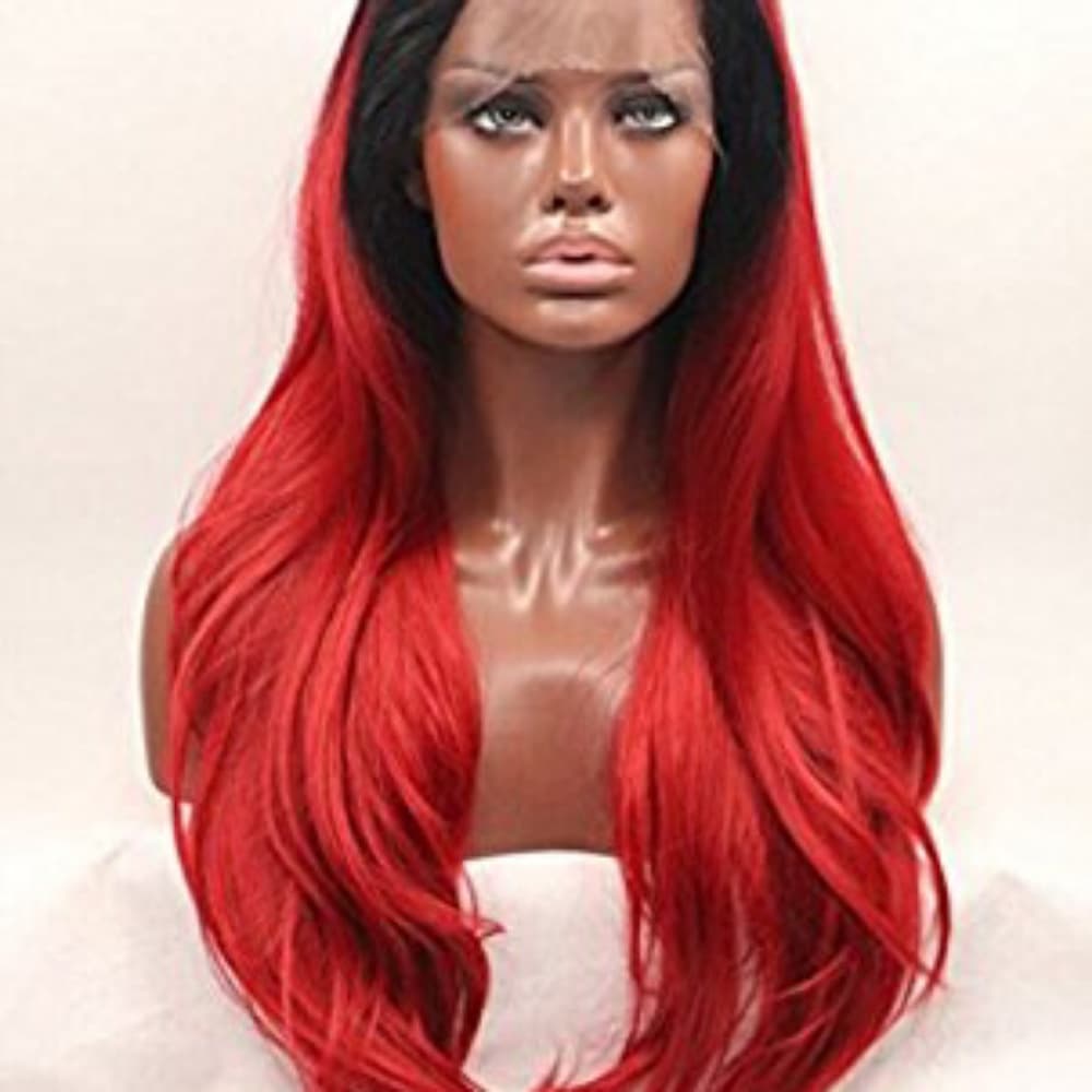 Ombre Black Dark Red Lacefront Wig - Thumbnail 5