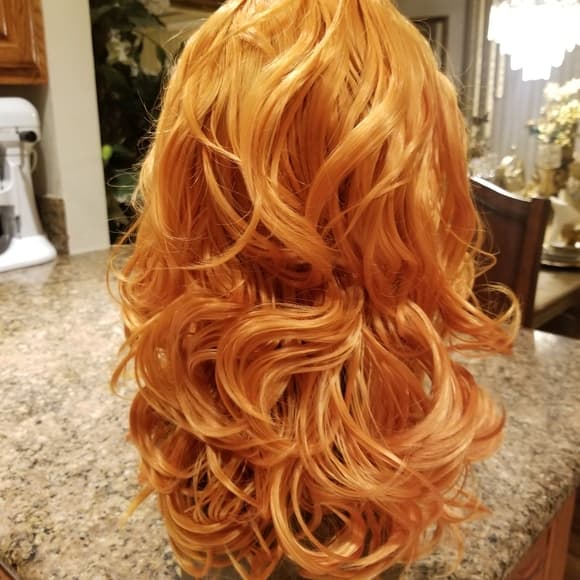 Orange Wavy Lace Front Wig - Thumbnail 17