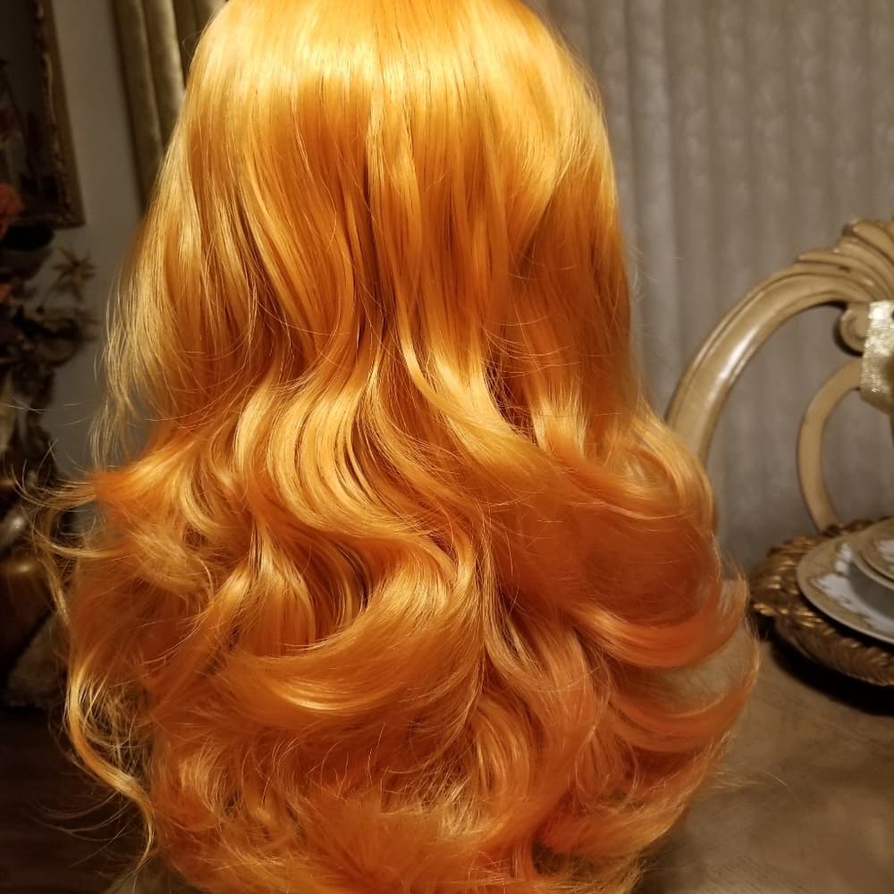 Orange Wavy Lace Front Wig - Thumbnail 7