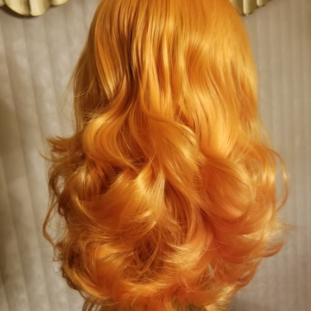 Orange Wavy Lace Front Wig - Thumbnail 10