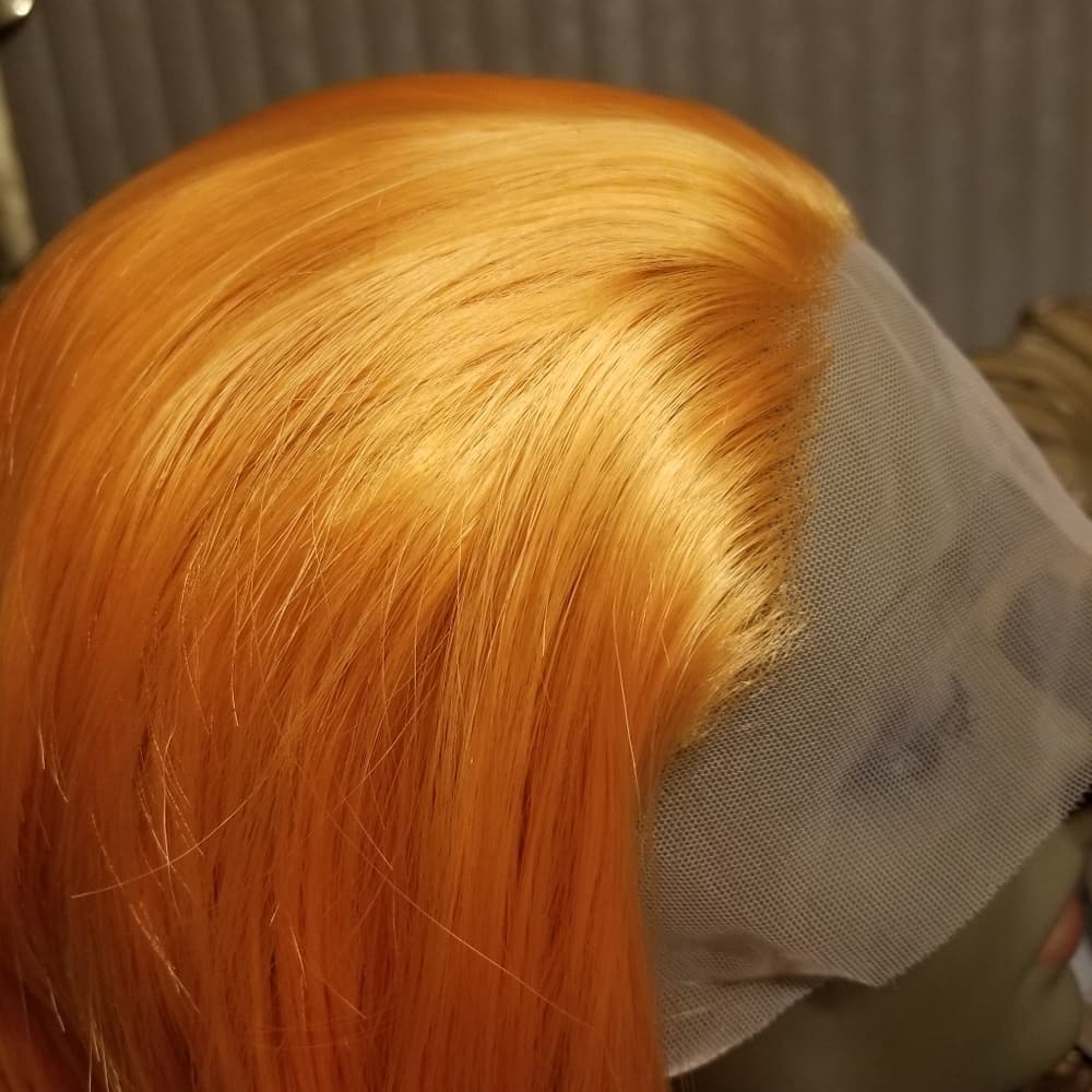 Orange Wavy Lace Front Wig - Thumbnail 9