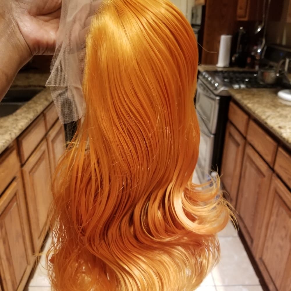 Orange Wavy Lace Front Wig - Thumbnail 13