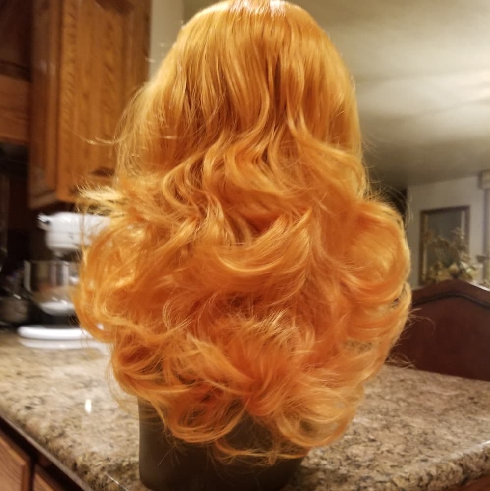 Orange Wavy Lace Front Wig - Thumbnail 11