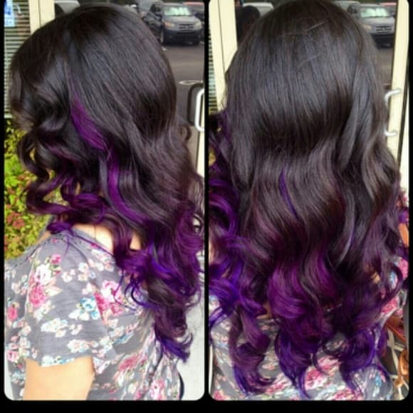 Beautiful Indian Remy Black Purple Full Lace Wig