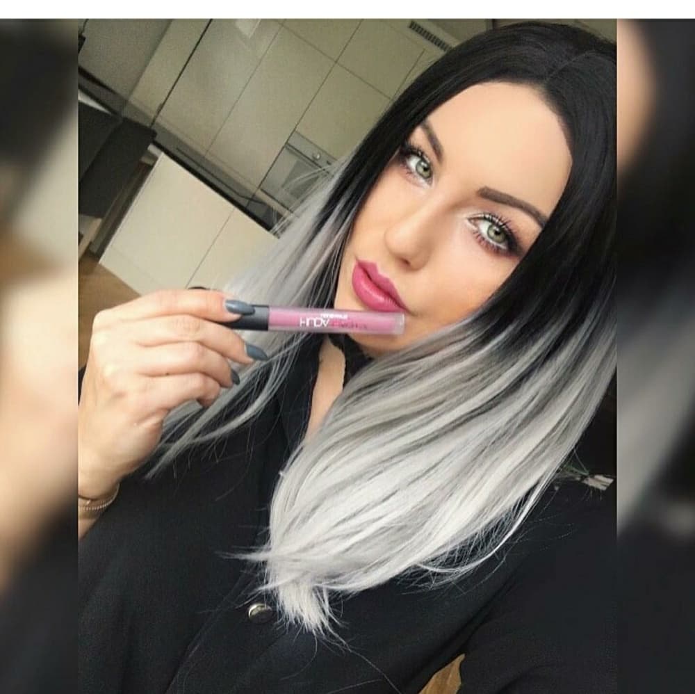 Ombre Black Gray Beauty LaceFront Wig