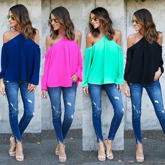 Off Shoulder Casual Top - Thumbnail 2