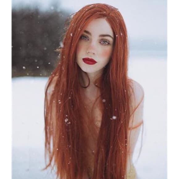 Auburn Red Straight Beauty Lace Front Wig - Thumbnail 8