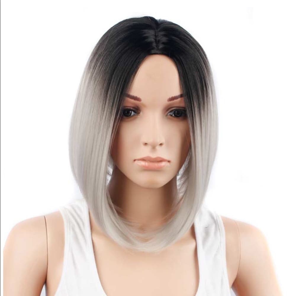 Ombre Black Gray Wig