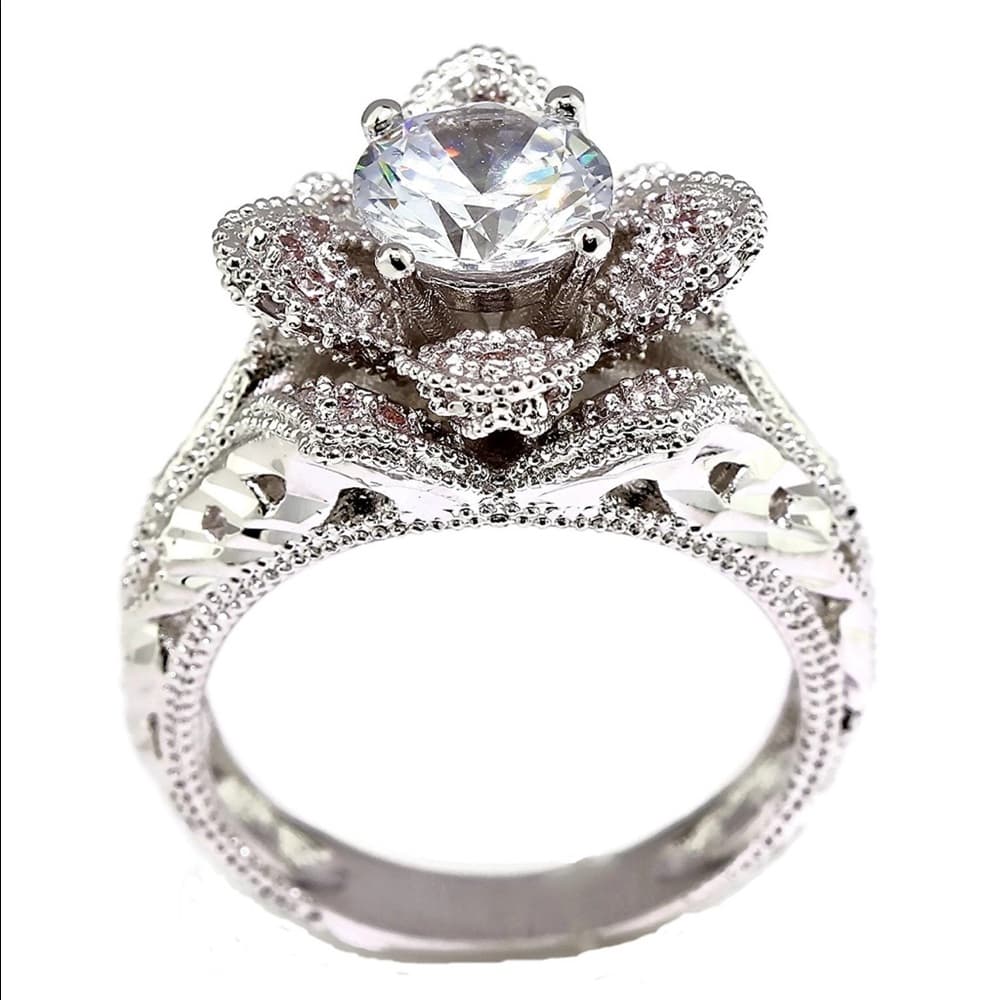 Rose Flower Engagement Ring - Thumbnail 2
