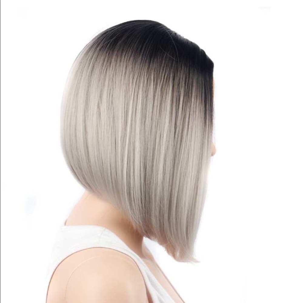 Ombre Black Gray Wig - Thumbnail 4