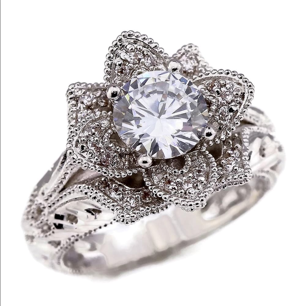 Rose Flower Engagement Ring