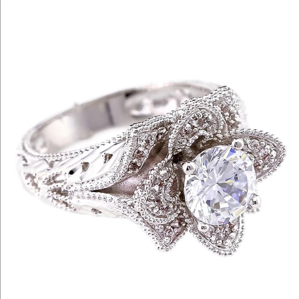 Rose Flower Engagement Ring - Thumbnail 8