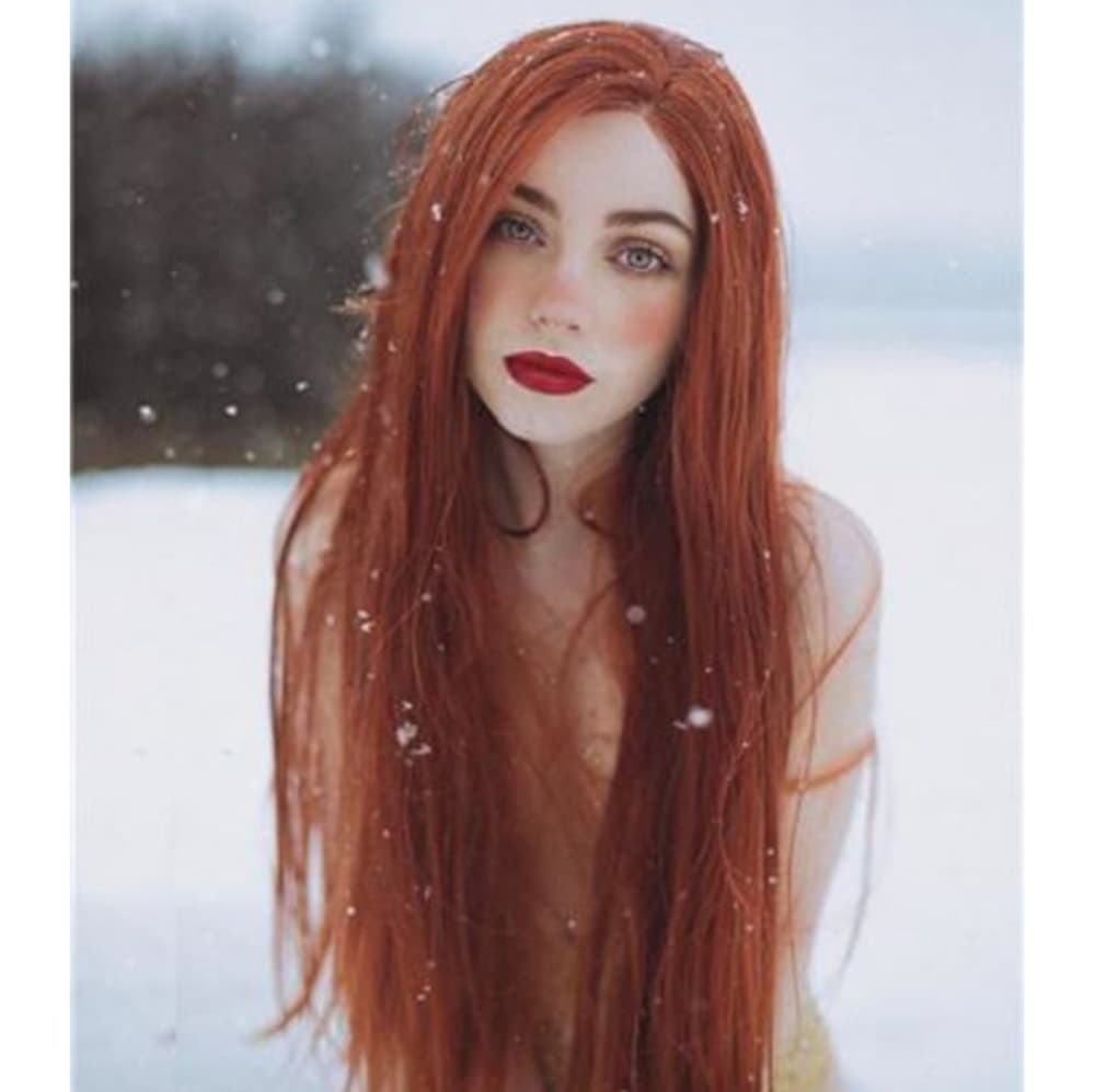 Auburn Red Straight Beauty Lace Front Wig - Thumbnail 7