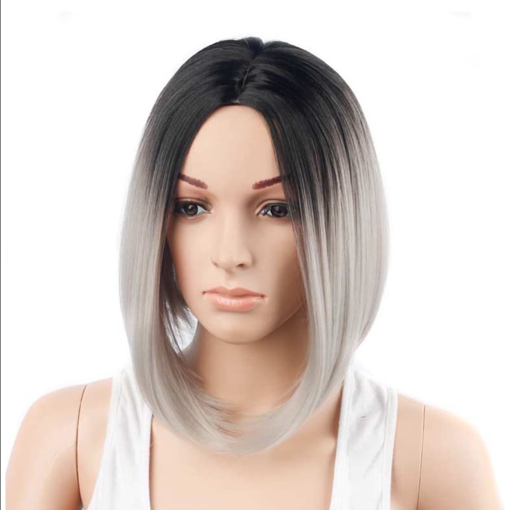 Ombre Black Gray Wig - Thumbnail 2