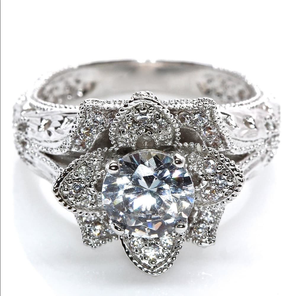 Rose Flower Engagement Ring - Thumbnail 4