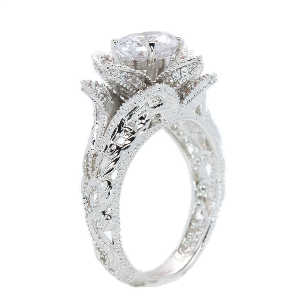 Rose Flower Engagement Ring - Thumbnail 5