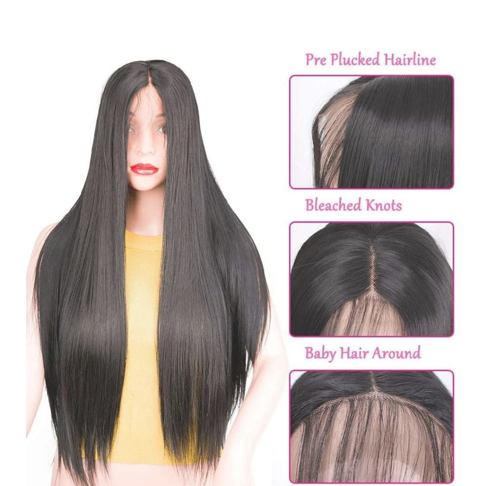 Black Straight Lace Front Wig 24-26 inches!! - Thumbnail 5