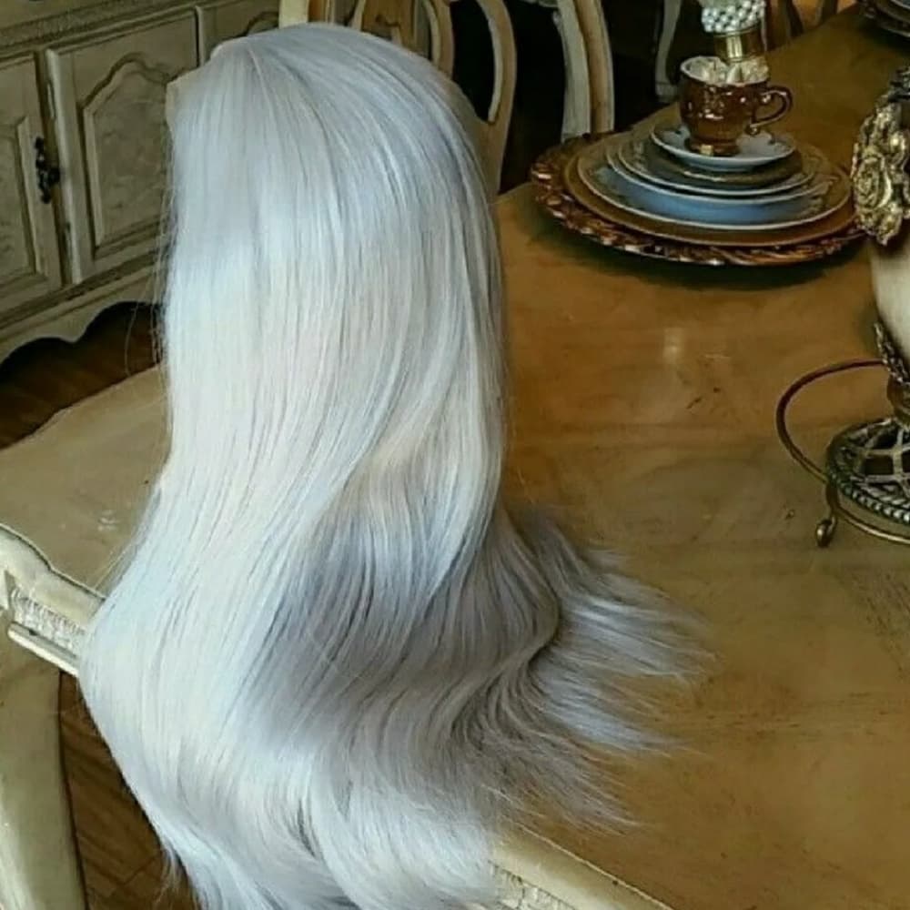 Silver White Gray Lace Front Wig - Thumbnail 2