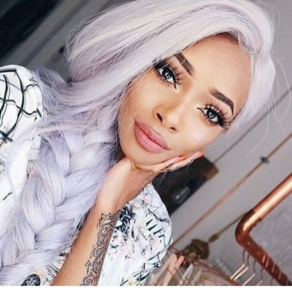 Silver White Gray Lace Front Wig - Thumbnail 4