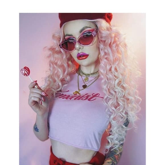 Pink White Beauty Lace Front Wig - Thumbnail 6