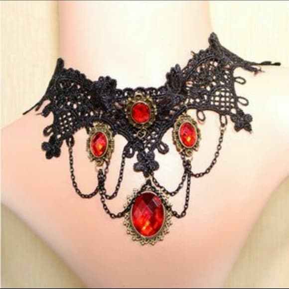 Beautiful Red Vintage Rhinestone Beauty Choker - Thumbnail 3