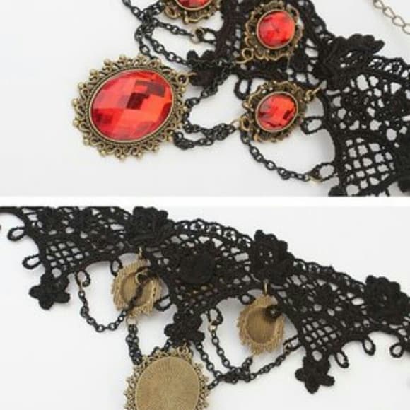 Beautiful Red Vintage Rhinestone Beauty Choker - Thumbnail 2