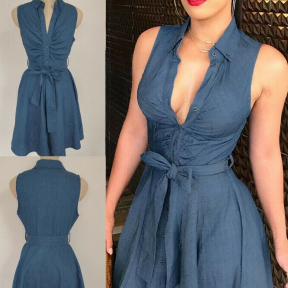 Blue Denim Beauty Dress - Thumbnail 3