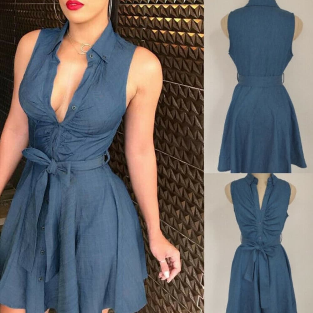 Blue Denim Beauty Dress - Thumbnail 2