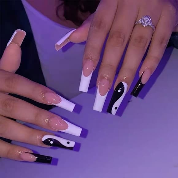 Beautiful Black Coffin False Press on Nails 🦋 - Thumbnail 3
