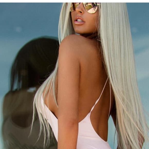 White Blonde Lace Front Wig - Thumbnail 2