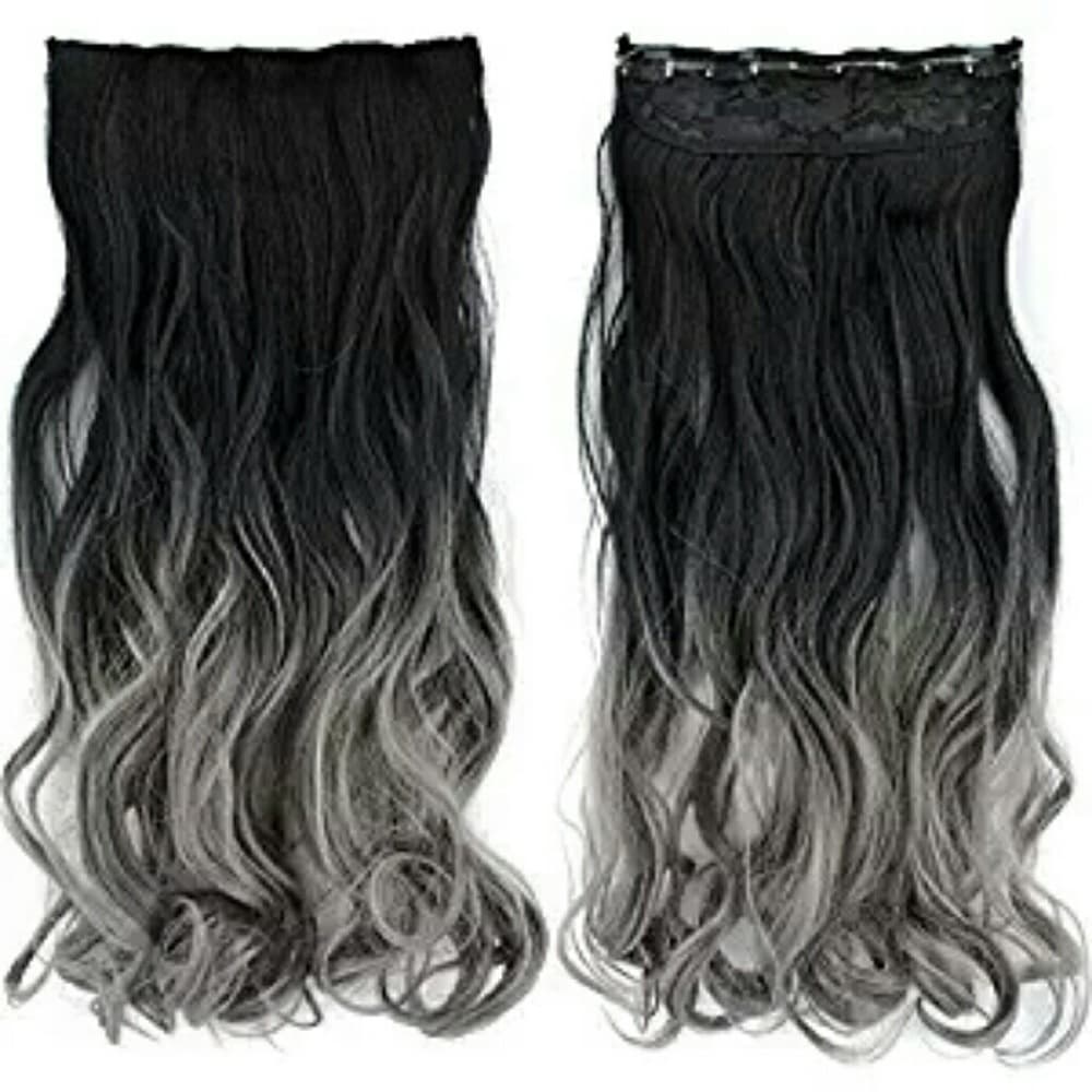 Ombre Black Gray 3/4 Clip in Extension - Thumbnail 4