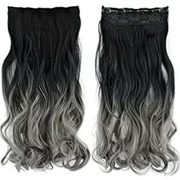 Ombre Black Gray 3/4 Clip in Extension - Thumbnail 5