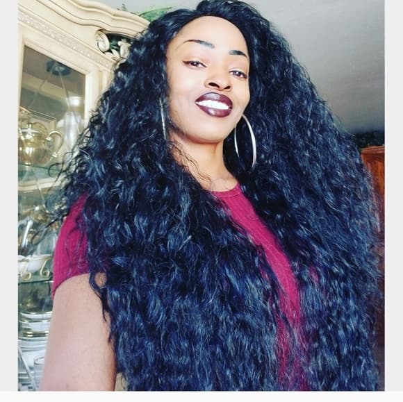 Black Curly Lace Front Wig - Thumbnail 9