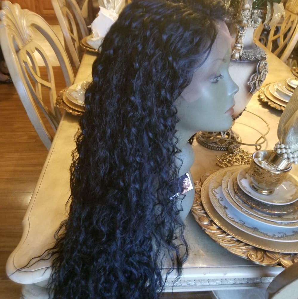 Black Curly Lace Front Wig - Thumbnail 7