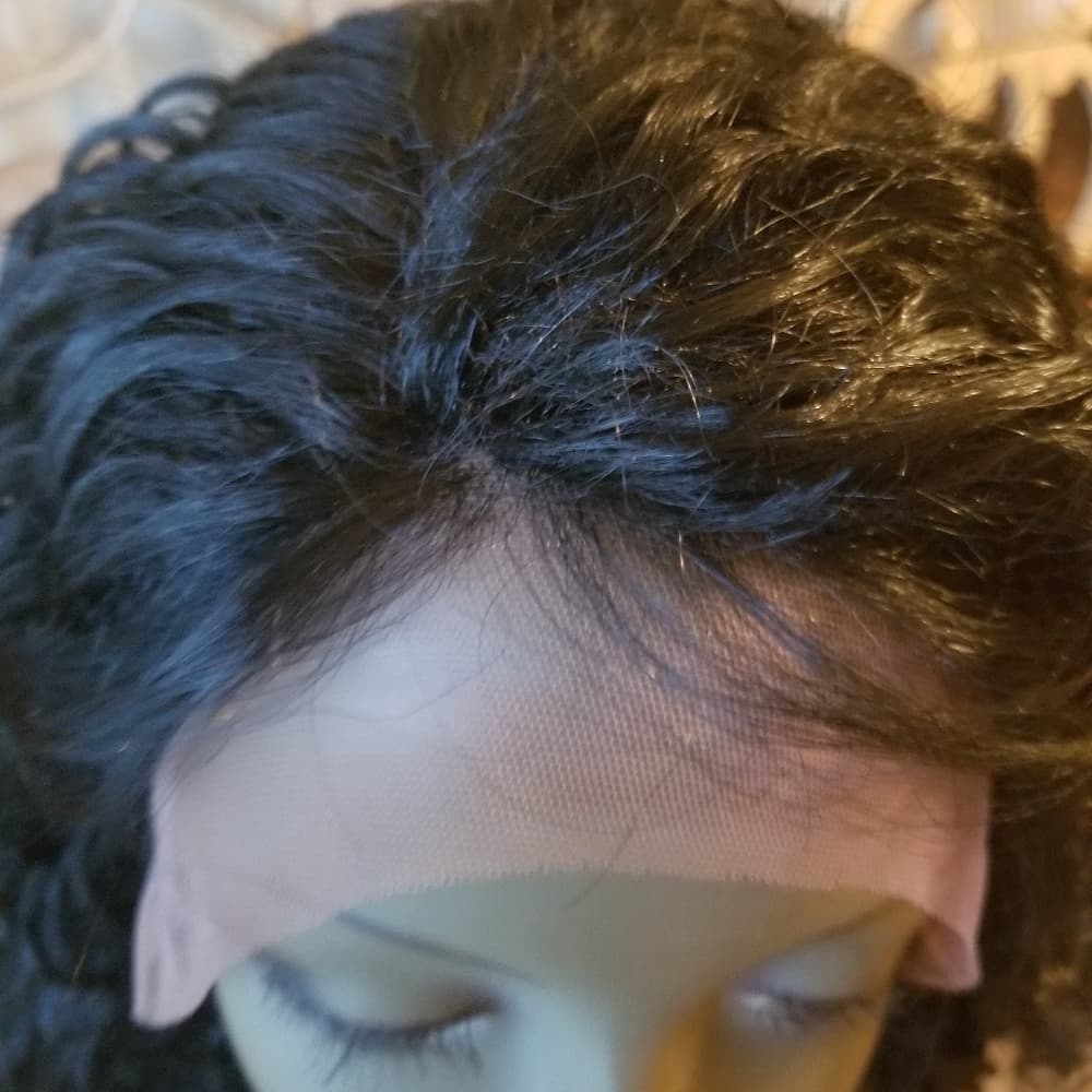 Black Curly Lace Front Wig - Thumbnail 3