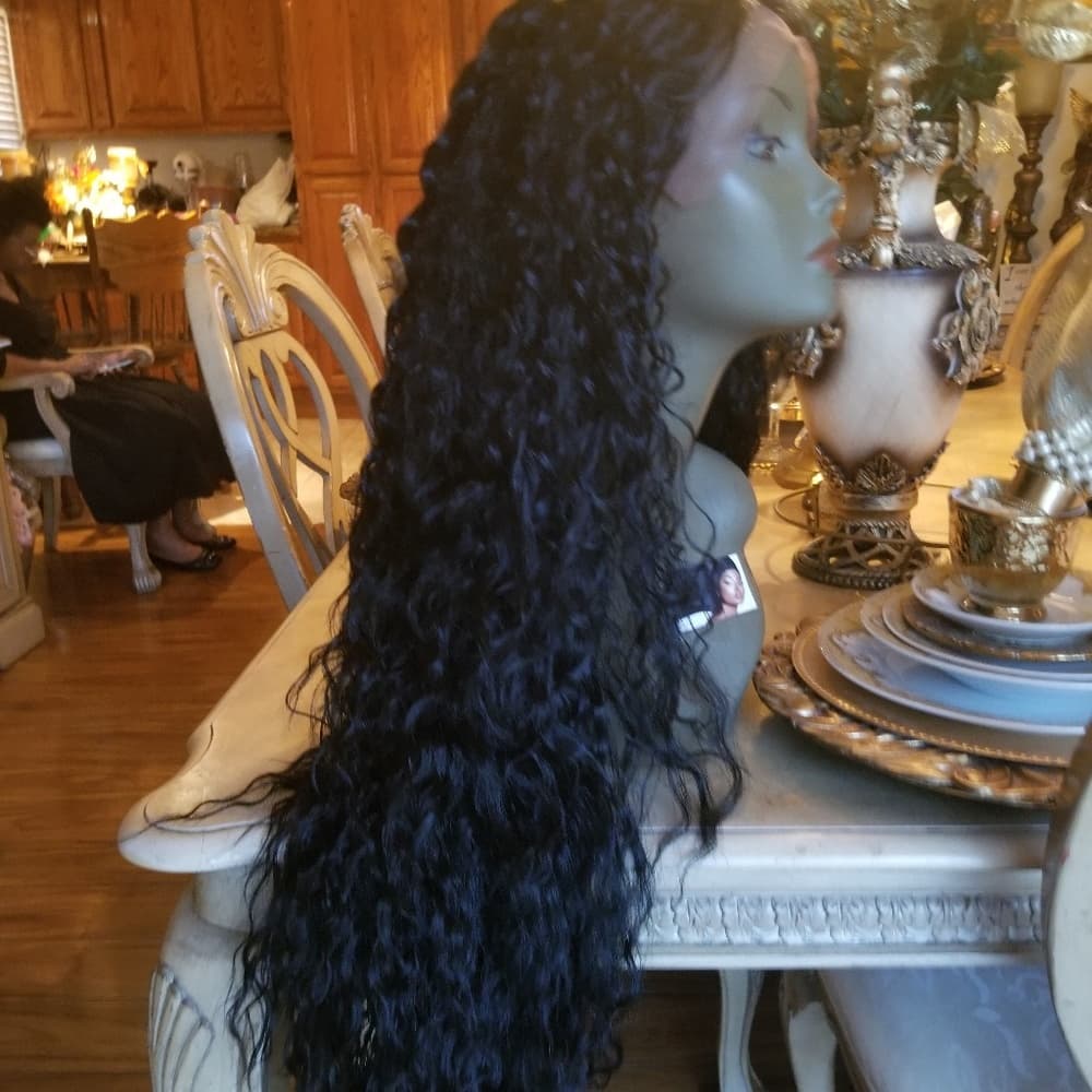 Black Curly Lace Front Wig - Thumbnail 6