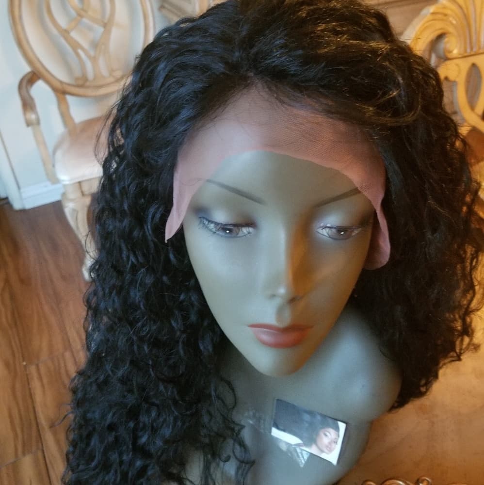 Black Curly Lace Front Wig - Thumbnail 5