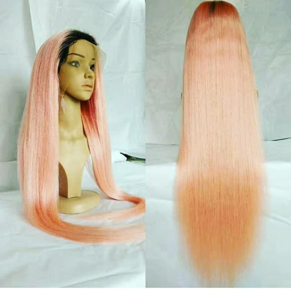 Ombre Pink Virgin Remy Full Lace Wig - Thumbnail 2