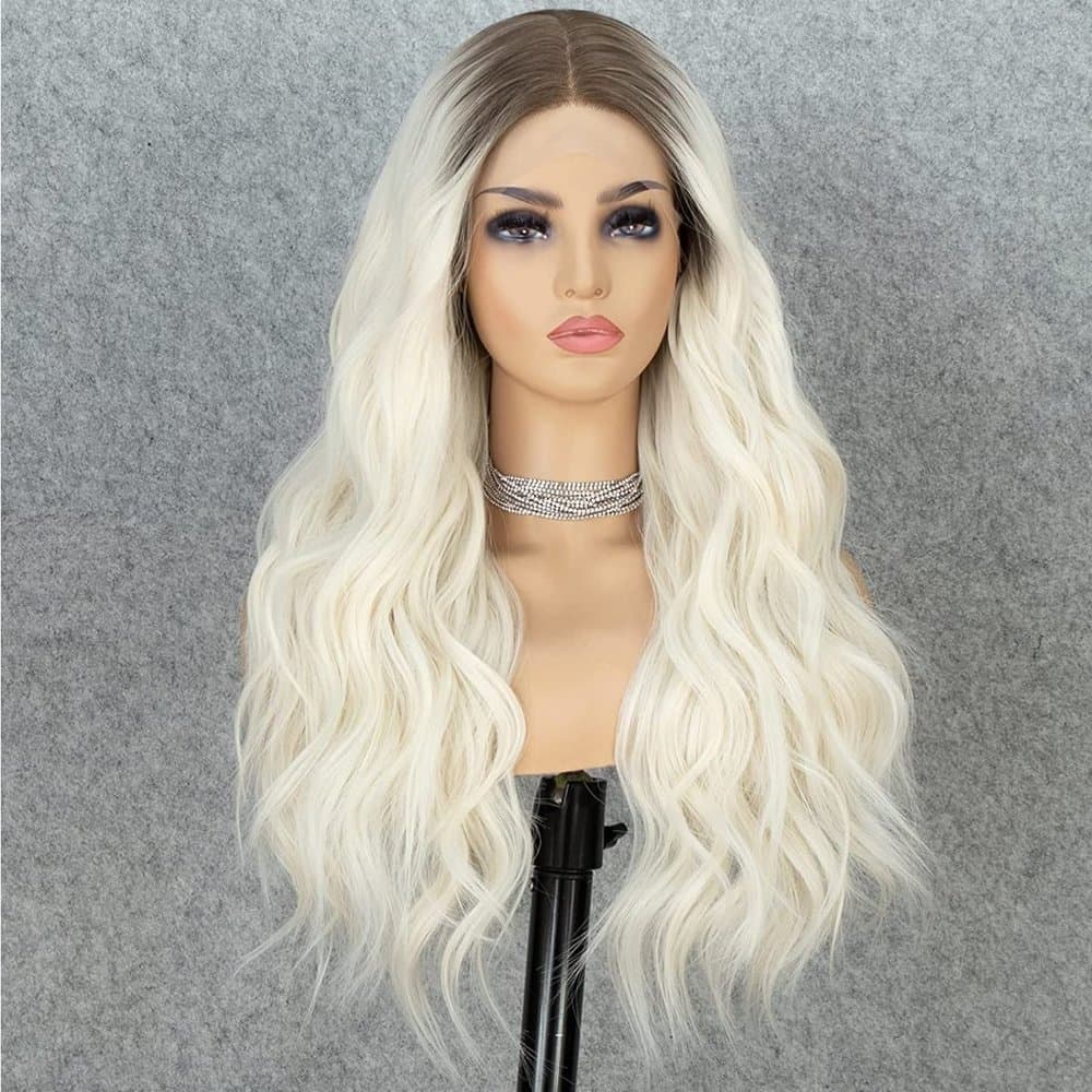 Ombre White Blonde Lace Front Wig - Thumbnail 4