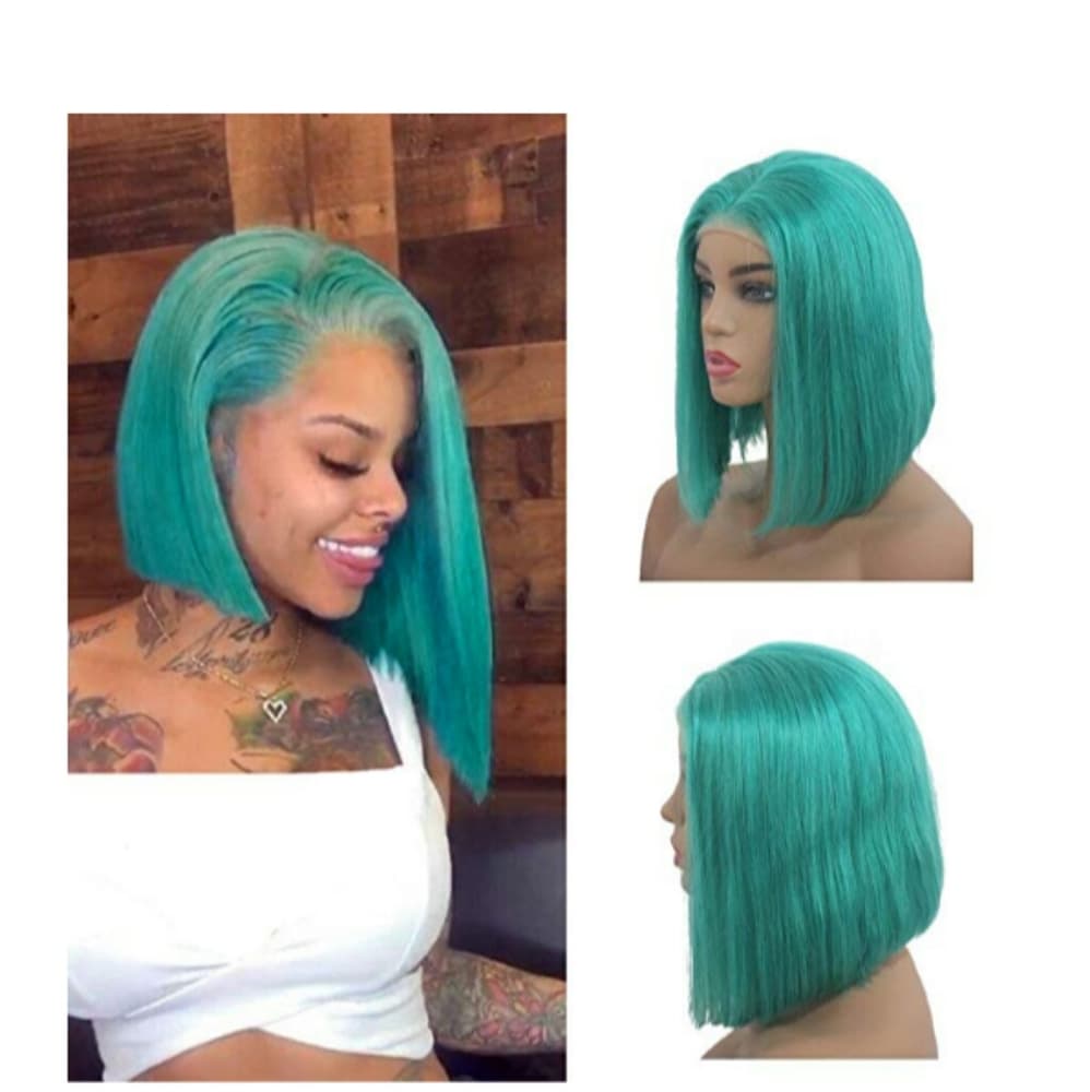 Minty Green Bob Beauty Lace Front Wig 10-12 inches - Thumbnail 4