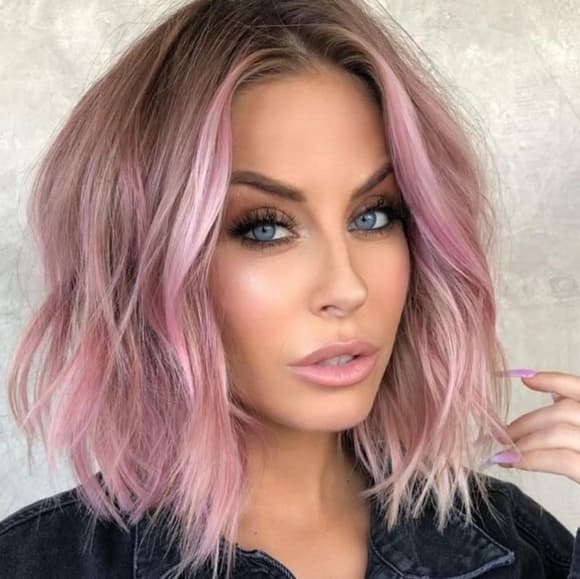 Ombre Pink Lace Front Wig - Thumbnail 2