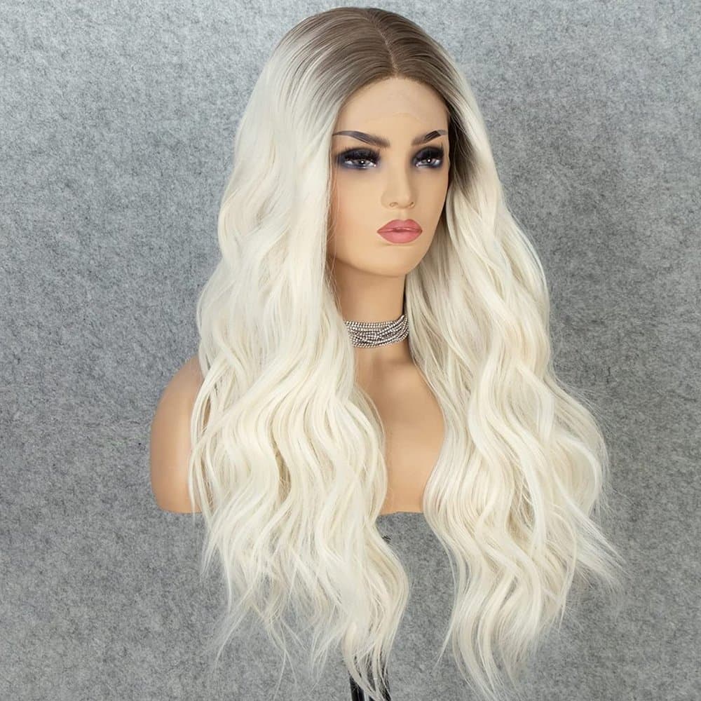 Ombre White Blonde Lace Front Wig - Thumbnail 3