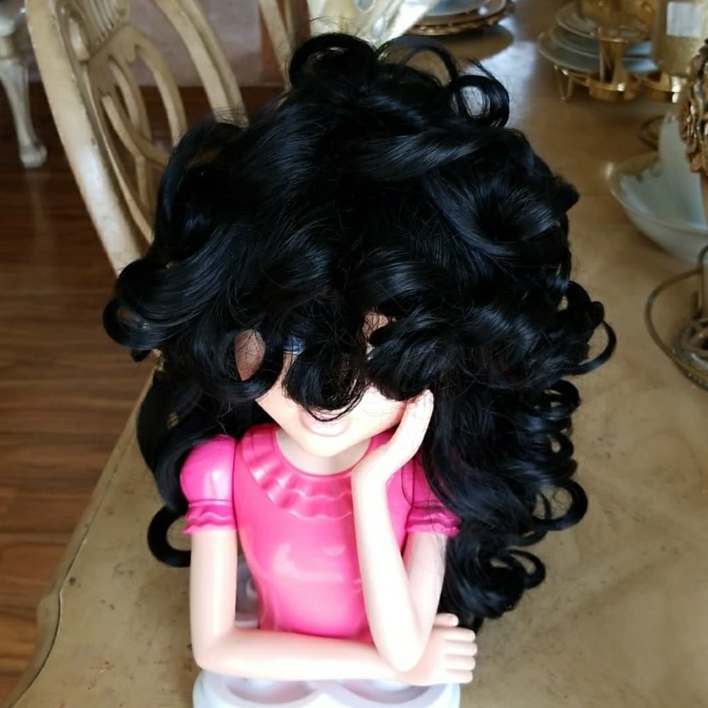 Beauty Black Curly Doll Wig - Thumbnail 2