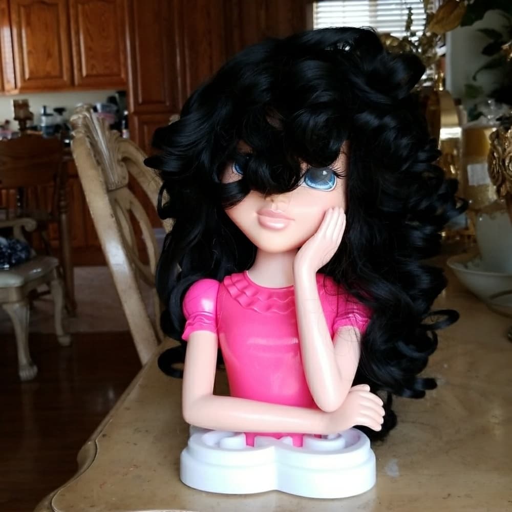 Beauty Black Curly Doll Wig - Thumbnail 6